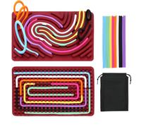 Sensory Activity Board, Tavola da Attività Sensoriale Doppia Faccia Rosso, 17CM*11CM, Piastre Sensoriali in Silicone con 20 Corde, Giocattolo Calmante, per ADHD Autismo Bambini, Ansia Stress