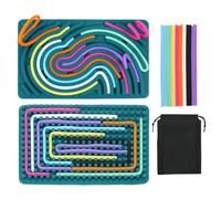 Sensory Activity Board, Tavola da Attività Sensoriale Doppia Faccia Verde, 17CM*11CM, Piastre Sensoriali in Silicone con 20 Corde, Giocattolo Calmante, per ADHD Autismo Bambini, Ansia Stress