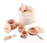 Sensory Bin, 7PCS Wooden Pretend Play Kitchen Set, Fine Motor Skill Learning Toys, Hands-On Tactile Exploration, Safe & Durable Toddler Playset, For Preschool & Early Education