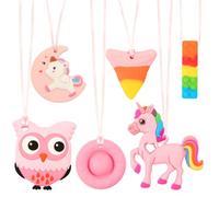 Sensory Chew Necklace, 6 pezzi Sensory Toys for Autism, Chewy Necklace Value Pack, Teether Toys for Children with Autism, ADHD, Safe, Durable, & Easy to Clean, Chew Necklaces for Sensory Kids (rosso)