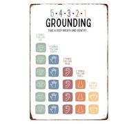 Sensory Grounding Metal Sign Five Four Three Two One Coping Strategy Visual Guide for Room Waiting Area Quiet Space Home Decor 8 X 12 inch