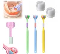 Sensory Joy Toothbrush, 3 Sided Toothbrush, Three Sided Soft Hair Tooth Toothbrush, Soft Bristles V Shaped Toothbrush, Sensory Brush, Soft and Gentle, Clean Every Tooth (3Pcs*C)