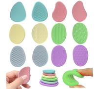 Sensory Stones 12Pcs Different Texture & Shape Silicone Worry Stone for Calming, Entertaining & Stress Relief, Colorful Flexible & Quiet Fidget Toys for Kids Sensory Stones