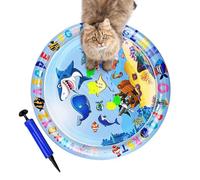 Sensory Water Mat, Round Play Pad, Water Activities 11.81x11.81x0.79 Inches, Thickened PVC Unbreakable Pet Bed, Interactive Enrichment Toy for Kids Babies Summer Indoor Outdoor Fun