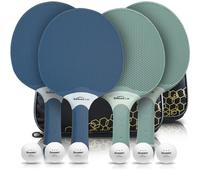 Senston Set di racchette da ping pong professionale per 4 giocatori, set di racchette da tavolo in gomma composita, giochi per interni o esterni.