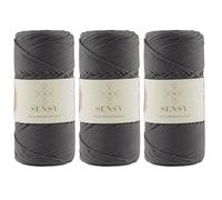 Sensy 3 matasse di corda in poliestere 100% polipropilene, 1,5 mm, 164 yards, corda macramè da 1,5 mm, corda all'uncinetto, regalo per tessitori, colore: antracite, colore: antracite