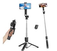 Sensyne Bastone per selfie da 134,6 cm per telefono, treppiede da viaggio estensibile con telecomando staccabile per fotografia, selfie, compatibile con tutti i telefoni cellulari, nero