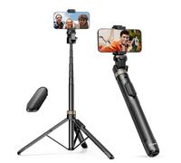 Sensyne Treppiede allungabile da 72 pollici per iPhone e selfie stick con supporto per telefono staccabile e telecomando wireless, compatibile con tutti i telefoni cellulari, nero