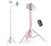 SENSYNE Treppiede per telefono da 88 pollici e bastone per selfie, supporto estensibile per telefono cellulare con telecomando wireless e supporto per telefono, rosa
