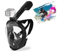 SENTAIMAO Maschera integrale da snorkeling per adulti con vista panoramica, design anti-appannamento, anti-perdita, supporto per fotocamera sportiva (nero, S/M)
