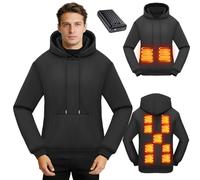 Sentasi Felpa con Cappuccio Riscaldata con Batteria 27000mAh 7.4V, Felpa Termica 11 Zone Riscaldament 3 Temperatura Regolabile vêtements chauds Uomo Donna (IT, Testo, M, Regular, Regular, Nero Scuro)