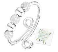 Senteria Anelli anti-ansia argento sterling 925 per donna, anelli anti-ansia regolabili con perline, anelli anti-stress in argento con spinner per il pollice per donna con carta