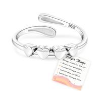 Senteria Anelli di ansia per le donne Anelli in argento 925 regolabile Stress Spinner anello con anello di fidget del cuore per le donne di ansia