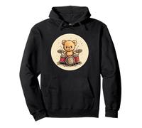 Senti il ritmo con questo batterista a dondolo Teddy Bear Felpa con Cappuccio