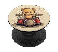 Senti il ritmo con questo batterista a dondolo Teddy Bear PopSockets PopGrip Adesivo