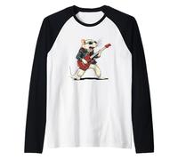 Senti la musica con questo topo bianco a dondolo Maglia con Maniche Raglan