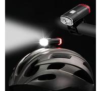 Senticam Luce per casco da bicicletta, ricaricabile tramite USB, doppia luce anteriore e posteriore, resistente all'acqua IPX3, torcia portatile per tutti i ciclisti da strada