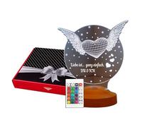 Sentidos Luce notturna a LED 3D a forma di cuore con ali, regalo romantico per San Valentino e anniversario, regalo per lui e per lei, fidanzata, fidanzato, moglie o marito, decorazione per coppie