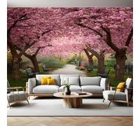 Sentieri Del Parco Fotomurale da Parete 250 x 175 cm Fiori di ciliegio in fiore Carta da parati TNT Murale 3D Moderna Poster Gigante Design Carta per Pareti Soggiorno Camera de Letto Sala Ufficio