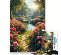 Sentiero del roseto, puzzle da 1000 pezzi per ragazzi, gioco intelligente di gruppo, immagine da assemblare, decorazione murale (38x52cm)