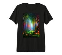 Sentiero della Foresta Colorata Arcobaleno da Sogno - Digital AI Art Maglietta Premium