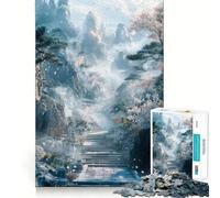 Sentiero di montagna con fiori e nebbia, puzzle da 1000 pezzi per adulti, regalo, gioco di logica, giocattolo per momenti di condivisione, taglio preciso, sorpresa di compleanno (50x75cm)