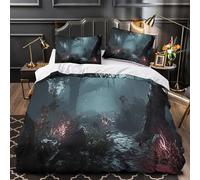Sentiero mistico nella foresta 3D Stampa Coperta Letto 3pz Microfibra Resistente Scenario fantasy gotico Coperteletto 2 federe Traspirante Ragazzi Ragazze Single（140x200cm）