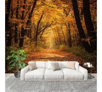 Sentiero Nel Bosco Autunnale Carta da Parati Tessuto Non Tessuto 250x175 cm Scenario Mondialele Fotomurali Carta da Parati Panoramica per Soggiorno, Ufficio, TV Sfondo al Chiuso Decorazione