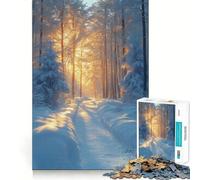 Sentiero nella foresta invernale illuminato dal sole Puzzle per adulti da 1000 pezzi Gioco di logica Taglio di precisione Bordi lisci Regalo perfetto per riunioni di famiglia (50x75cm)