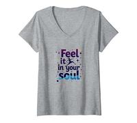 Sentilo nella Tua Anima: insegui i Tuoi Sogni Inspirational Maglietta con Collo a V, Donna, Grigio Melange, L