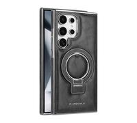 Sentiment Value Leather Phone Case for Samsung Galaxy S24 Ultra Compatible with MagSafe, Business Magnetic Anti-Fall Bracket Protective Case for Samsung Galaxy S24 S23 Series (S24Ultra,Schwarz)