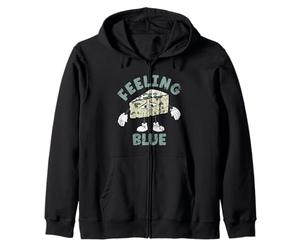 Sentirsi Blu Punny Umore Triste Divertente Gioco di Parole al Formaggio Blu Felpa con Cappuccio