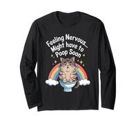 Sentirsi nervosi Potrebbe Dover Fare Presto la Cacca Funny Cat Rainbow Maglia a Manica