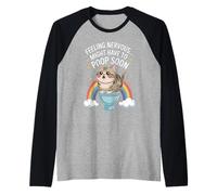 Sentirsi nervosi Potrebbe Dover Fare Presto la Cacca Funny Cat Rainbow Maglia con Maniche Raglan