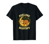 Sentirsi Slothy Dormire Sulla Luna Mezzaluna Sotto Stelle Retro Maglietta