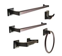 SENTO - Set di accessori da bagno classici in metallo resistente, montaggio a parete, include gancio per accappatoio, porta carta igienica, anello per asciugamani, barra portasciugamani da 45,7 cm e