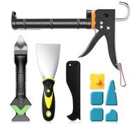 Sentoo Set di pressa per cartucce, pistola in silicone e strumento per la rimozione di sigillante, raschietto per fughe per bagno, cucina, pavimento, finestra, fughe per lavello, telaio
