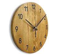 SENTOP Orologio da parete in legno MAS002, orologio da parete moderno, decorazione per la casa, grande orologio da parete in vero legno di quercia, rovere - ambra, 50 cm