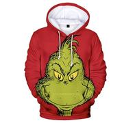 SENTOYA Felpa con cappuccio natalizio Grinch per bambini, con cappuccio, a maniche lunghe, casual, comoda per bambini, adulti, uomini e donne, Stile A, L