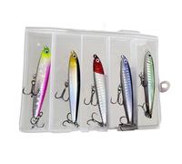 Señuelo Lápiz - 5 Colores Cebo Duro Popper Minnow Lápiz,Anzuelos Pequeños Largos Lanzamientos Para Truchas Lubinas Noche Lago Río Orilla Bote Kayak Estanque Agua Dulce