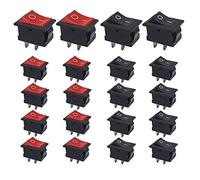 Senven 20Pcs Interruttore a levetta ON/OFF, interruttore a bilanciere mini barca a 2 pin 6A / 250V, 10A / 125V AC, mini interruttore per auto, navi, elettrodomestici (rosso +10 nero +10)