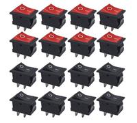 Senvenelec 16 interruttori on/off a bilanciere a 2 poli AC 250 V 220 V 125 V 10 A 12 V, rosso + 8 nero + 8.