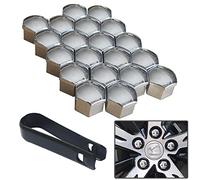 senvenelec 20 Pezzi universali da 17 mm in plastica Copri Dado Vite copridado per Auto Bulloni copriruota, bulloni Ruota Tappi Dado a capocorda.con 1 estrattore (d'Argento).