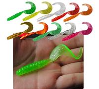 Senvenelec 30 esche artificiali biomimetiche in silicone morbido per lombrichi artificiali esche da pesca Big Roll Tail, esche da pesca, vermi simulati, forte tentazione