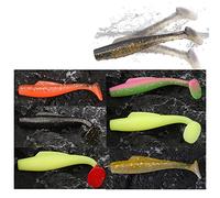 Senvenelec 6Pcs T-tail Esca Morbida Artificiale, Biomimetica in Silicone, Pesce Simulato, Passo Verde