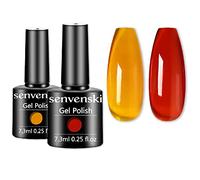 Senvenski Arancione Gelatina Smalto Semipermanente per Unghie Kit - Jelly Cristallo Traslucido Gel Guscio Di Tartaruga Rossa Arancia Grigio Ambra Colore UV LED Manicure Nail Art (CS2-003)