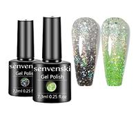 Senvenski Cambiamento di colore Smalto Semipermanente Kit Unghie Nero Bianco Verde Glitter Gel Termico Temperatura UV LED Vernice Manicure Nail Art (WB2-004)