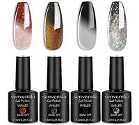 Senvenski Cambiamento di colore Smalto Semipermanente Per Unghie Kit Rossa Nera Bianca Grigio Marrone Oro Gel Termico Temperatura UV LED Vernice Manicure Nail Art (WB018)