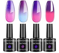 Senvenski Cambiamento di colore Smalto Semipermanente Per Unghie Kit Viola Rossa Rosa Pesca Lavanda Glitter Gel Termico Temperatura UV LED Vernice Manicure Nail Art Regalo (WB010)