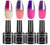 Senvenski Smalto Semipermanente Kit Unghie Rosa Viola Bianco Rosa Smalti Semipermanenti Per Unghie Gel Termico Temperatura Cambio di Colore UV LED Vernice Manicure Nail Art (WB012)